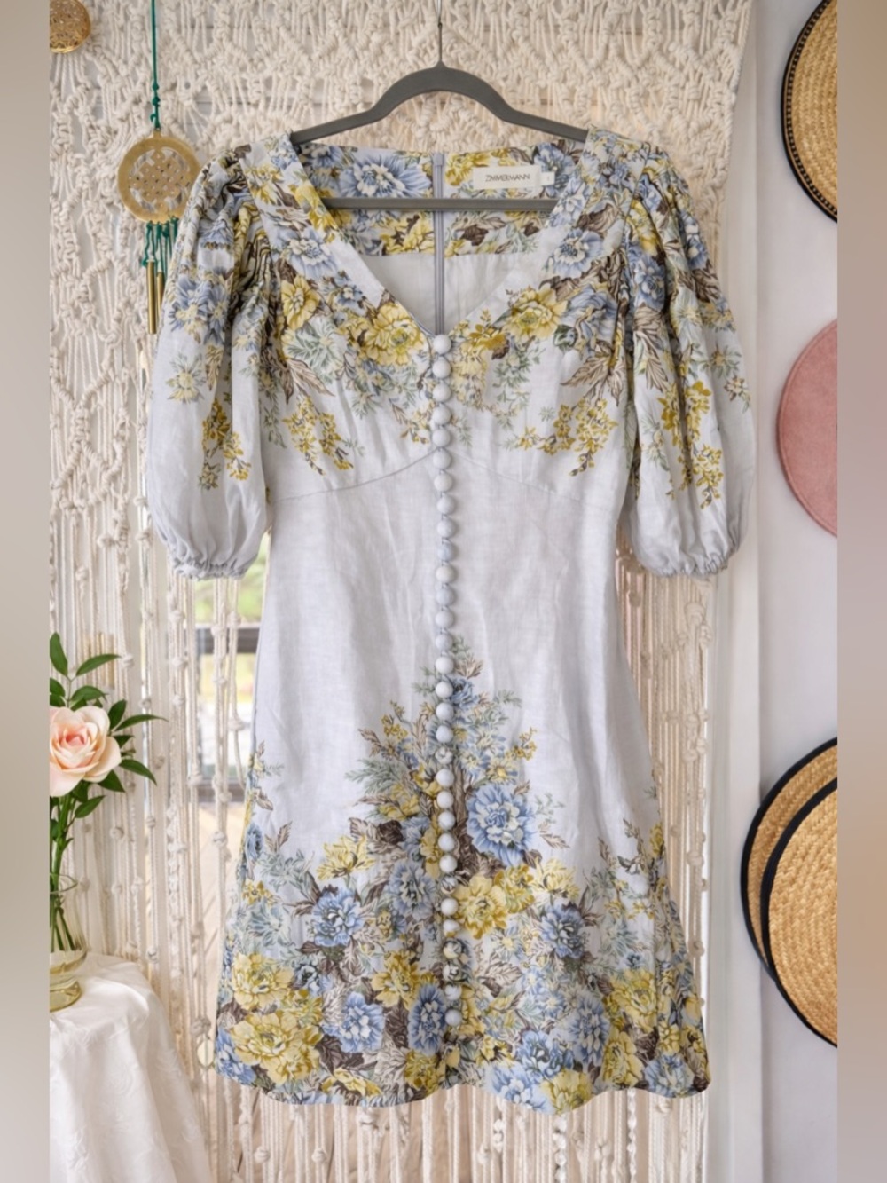 SOLD 
Zimmermann Floral Linen Mini Dress – Size 1 (US S/4) – Excellent Condition